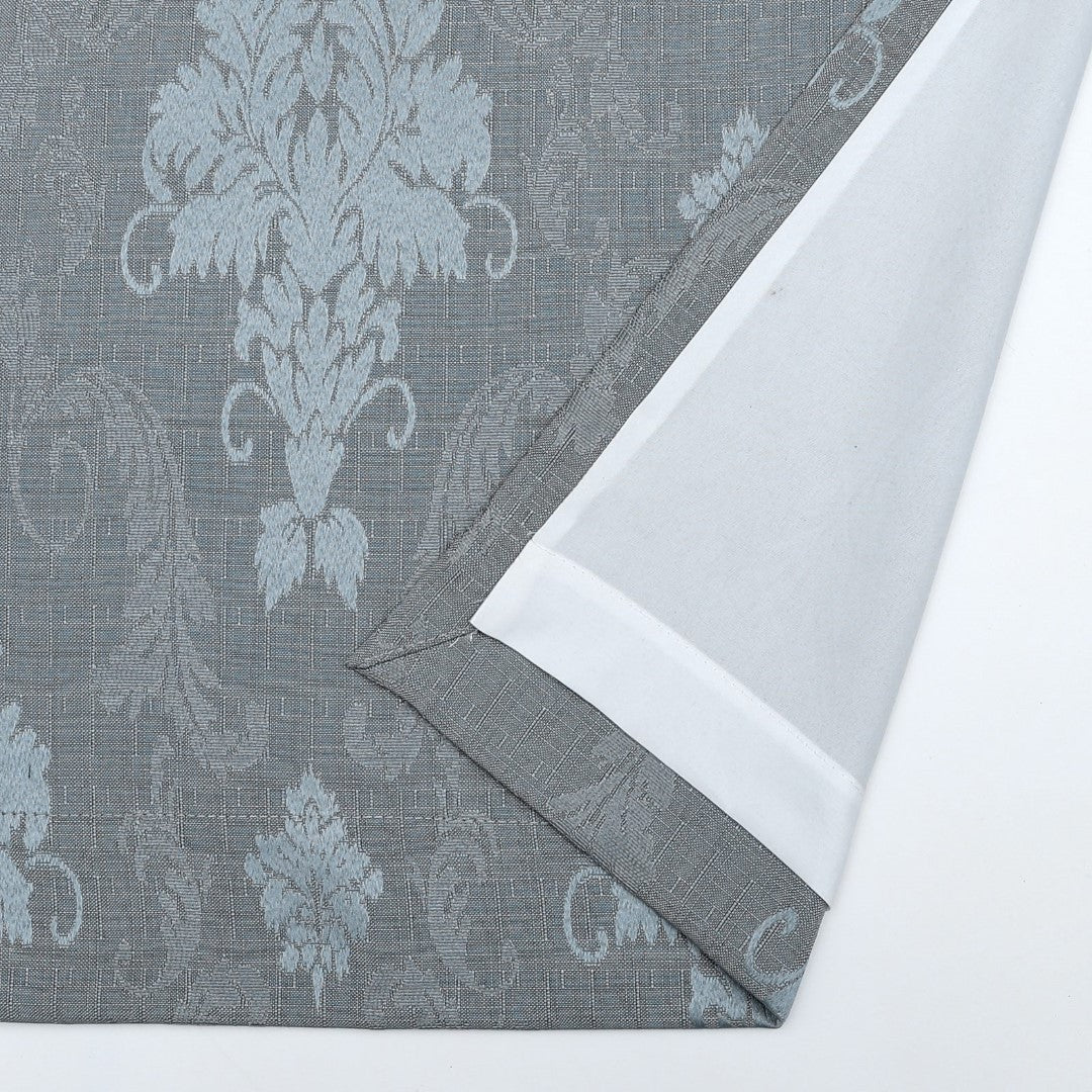 Silver Virginia jacquard curtains pencil pleat header Rugstars UK