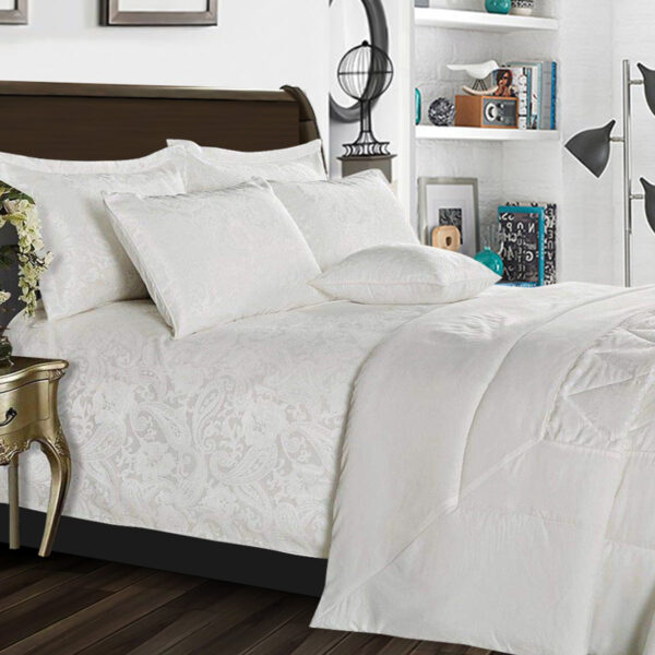 White Cleo quilted jacquard bedspread fresh bedroom comforter Rugstars UK