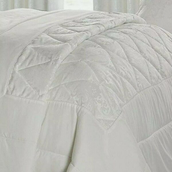 White Cleo jacquard bedspread soft paisley bedding detail Rugstars UK
