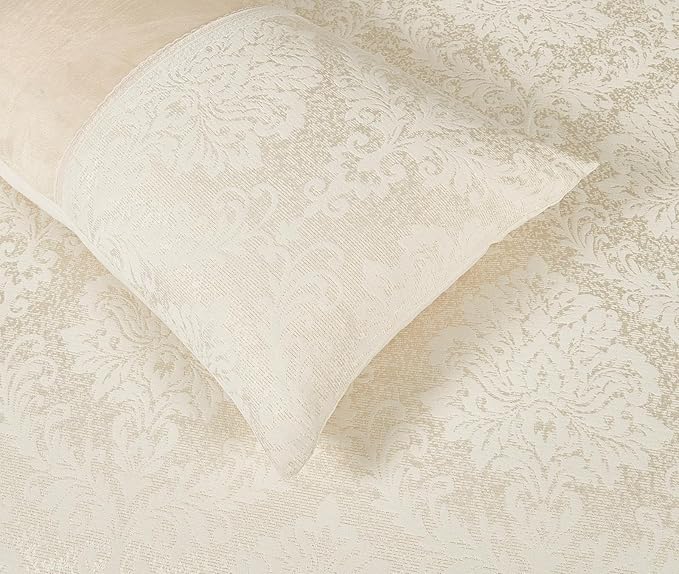 Beige Charm duvet cover set styled with matching pillowcases
