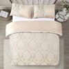 Mink Charm jacquard damask duvet cover set with matching pillowcases