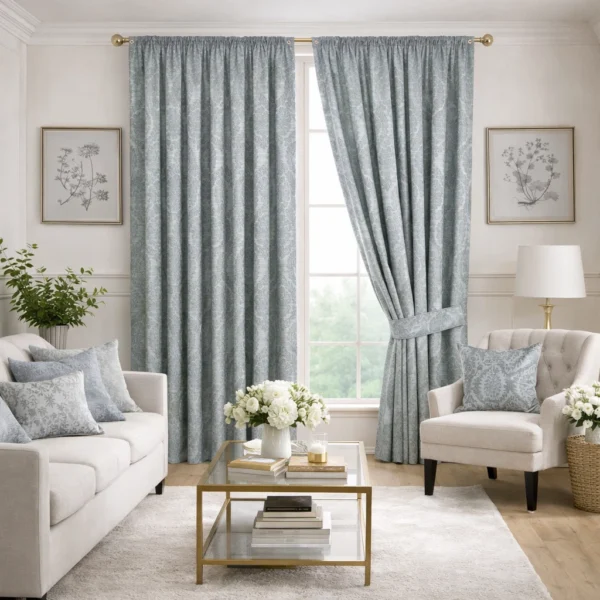 Silver Las Vegas jacquard pencil pleat curtains