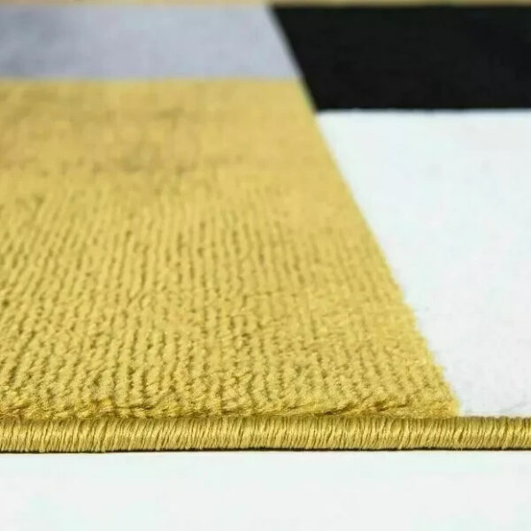 Close up of Beige Brown Kilas Geometric Rug carved pile Rugstars UK