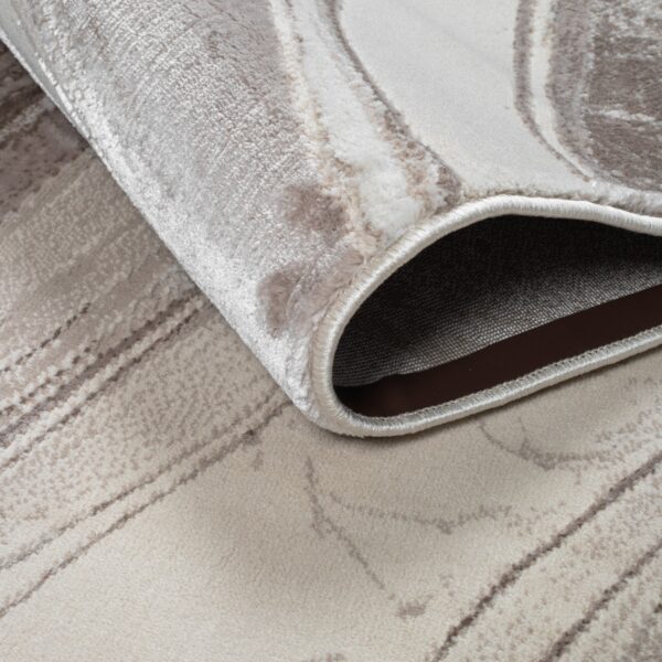 Beige Gant Marble Effect Rug folded corner showing the backing Rugstars UK