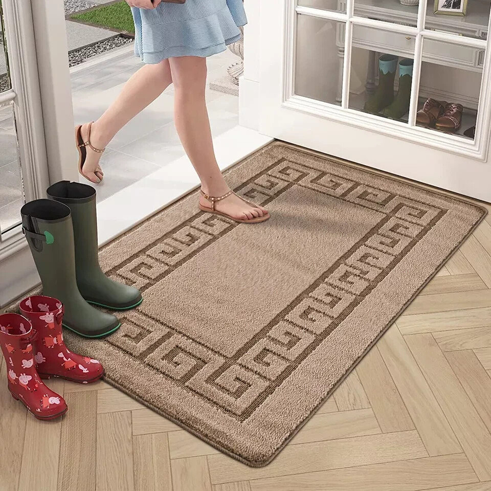Beige Gel Back Mat door mat option for the Jeze Modern Distressed Rug Rugstars UK