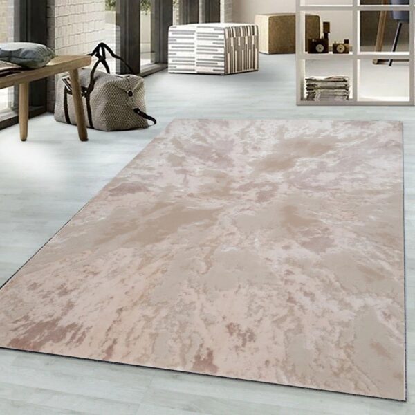 Beige Harlo Abstract Area Rug in blush beige and cream in a living room Rugstars UK