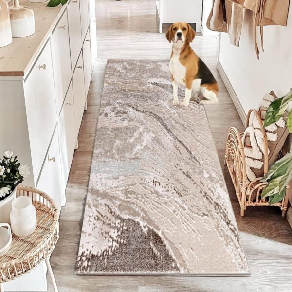 Beige Jeze Modern Distressed Rug detail view 1 Rugstars UK