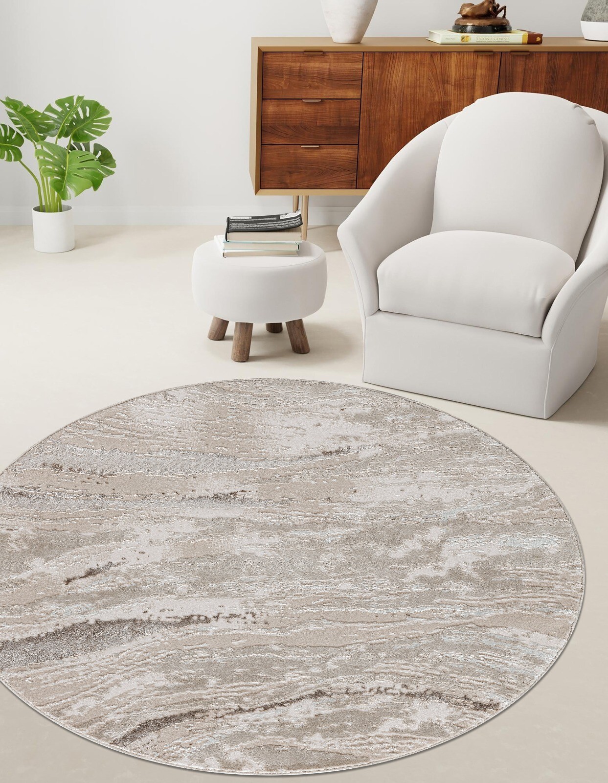 Beige Jeze Modern Distressed Rug detail view 3 Rugstars UK