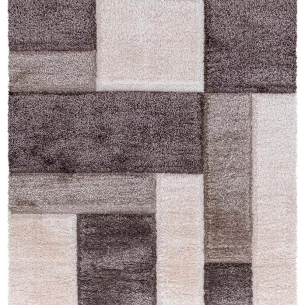 Beige Zonic Patchwork Shaggy Rug detail view 2 Rugstars UK