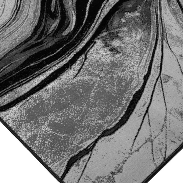 Black Grey Gant Marble Effect Rug corner detail Rugstars UK