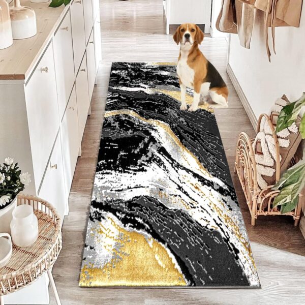 Black Jeze Modern Distressed Rug detail view 1 Rugstars UK