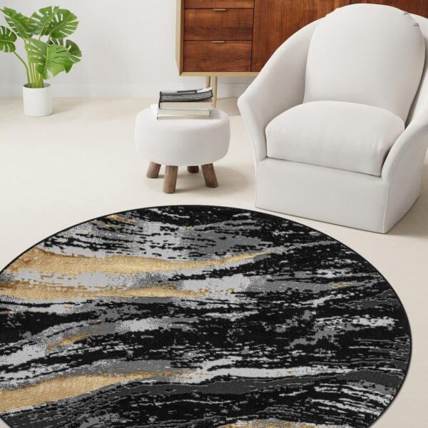 Black Jeze Modern Distressed Rug detail view 3 Rugstars UK