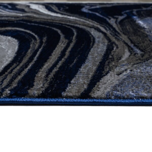 Blue Gant Marble Effect Rug edge and pile close up Rugstars UK