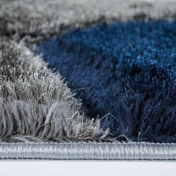 Blue Grey Pona Pebble Shaggy Rug detail view 1 Rugstars UK