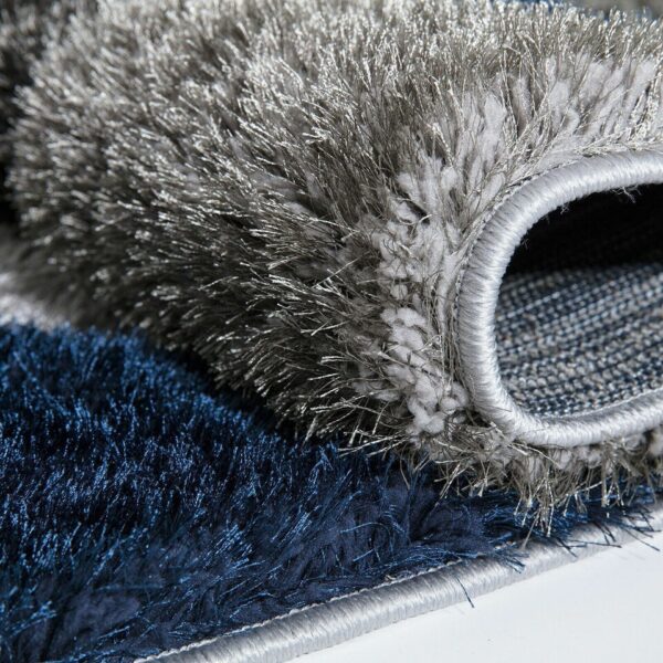 Blue Grey Pona Pebble Shaggy Rug detail view 2 Rugstars UK