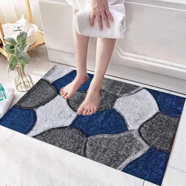 Blue Grey Pona Pebble Shaggy Rug detail view 3 Rugstars UK