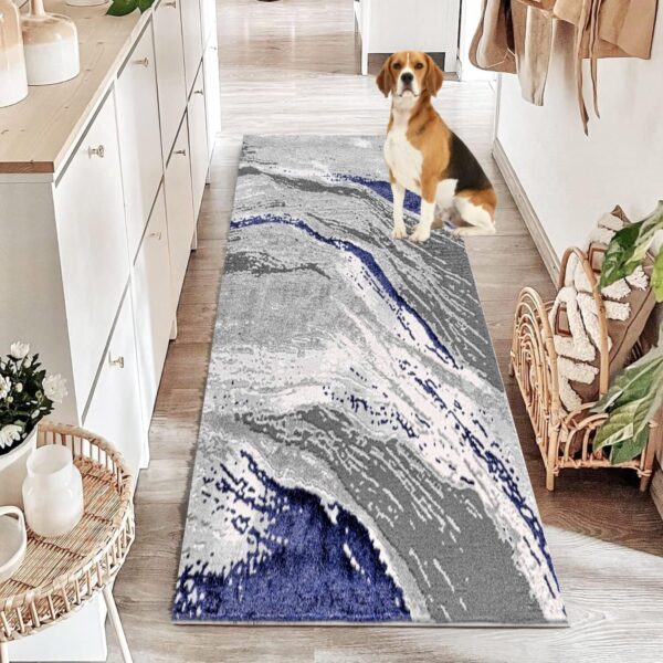 Blue Jeze Modern Distressed Rug detail view 1 Rugstars UK