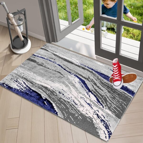 Blue Jeze Modern Distressed Rug detail view 2 Rugstars UK