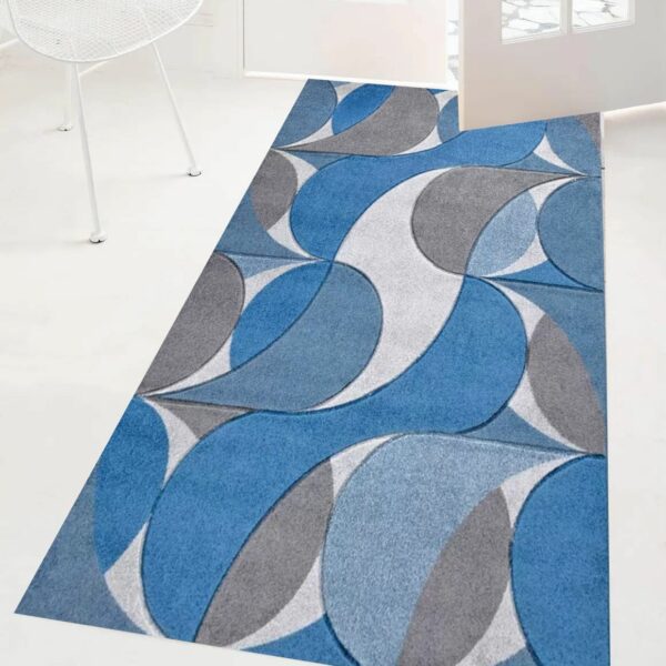 Blue Kenzo Geometric Area Rug detail view 1 Rugstars UK