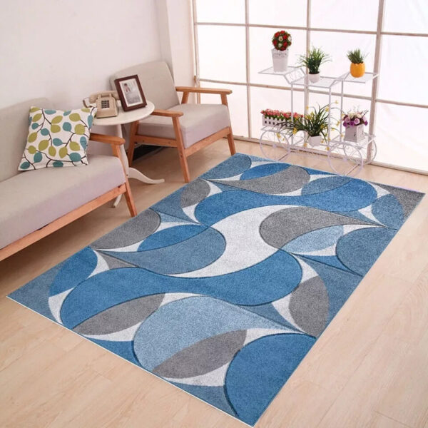 Blue Kenzo Geometric Area Rug detail view 2 Rugstars UK