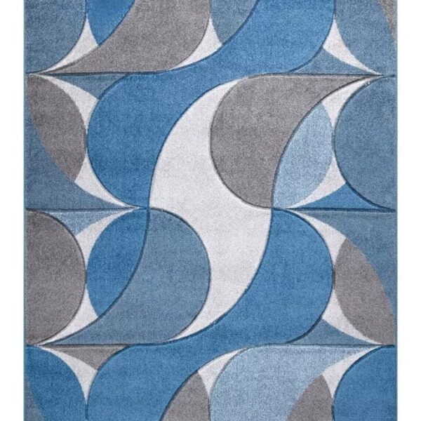 Blue Kenzo Geometric Area Rug detail view 3 Rugstars UK