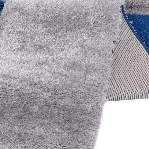 Blue Zonic Patchwork Shaggy Rug detail view 6 Rugstars UK