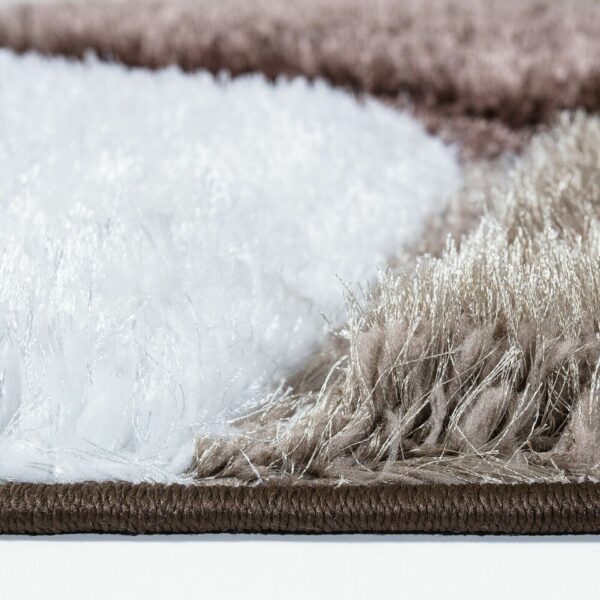 Brown Beige Pona Pebble Shaggy Rug detail view 4 Rugstars UK