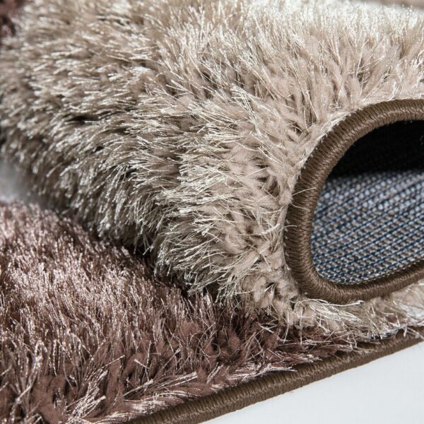 Brown Beige Pona Pebble Shaggy Rug detail view 5 Rugstars UK