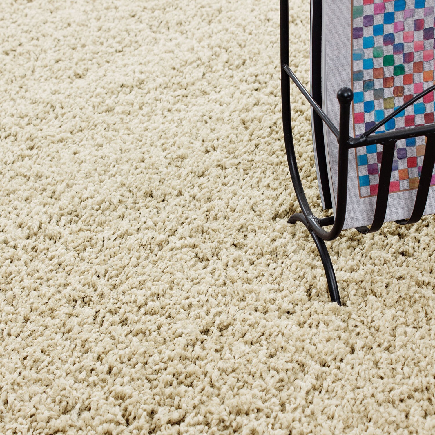 Cream Verona Thick Shaggy Rug pile detail Rugstars UK