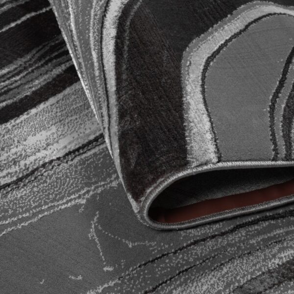 Dark Grey Gant Marble Effect Rug folded corner showing the backing Rugstars UK