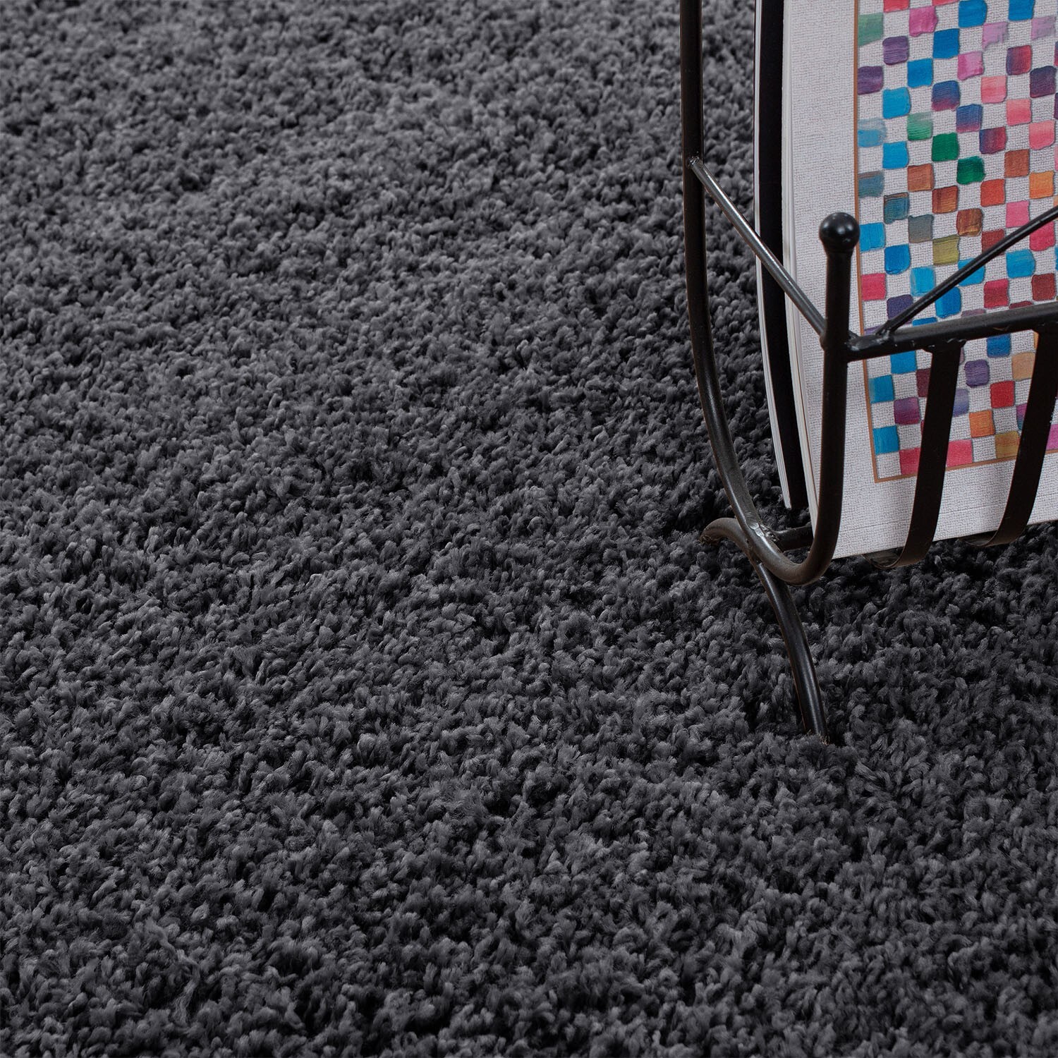 Dark Grey Verona Thick Shaggy Rug pile detail Rugstars UK