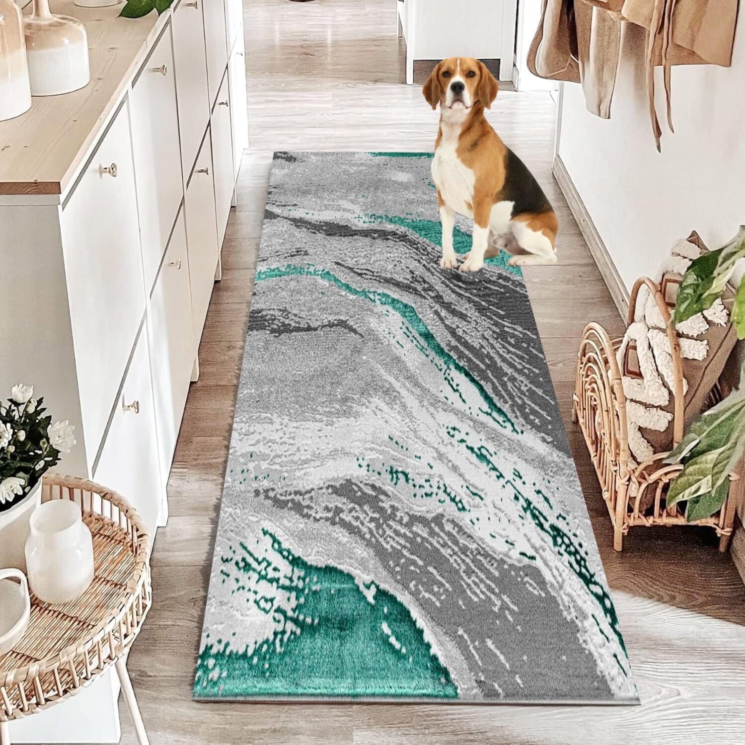 Emerald Jeze Modern Distressed Rug detail view 1 Rugstars UK