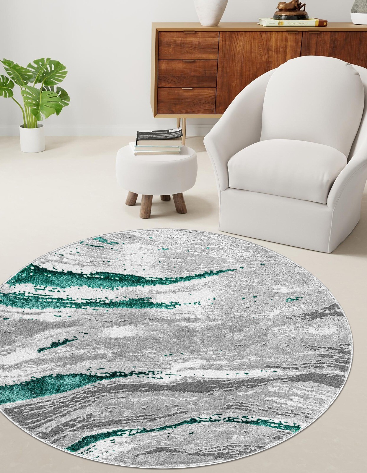Emerald Jeze Modern Distressed Rug detail view 3 Rugstars UK