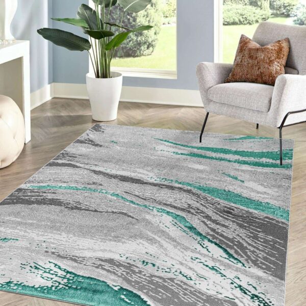 Emerald Jeze Modern Distressed Rug detail view 4 Rugstars UK