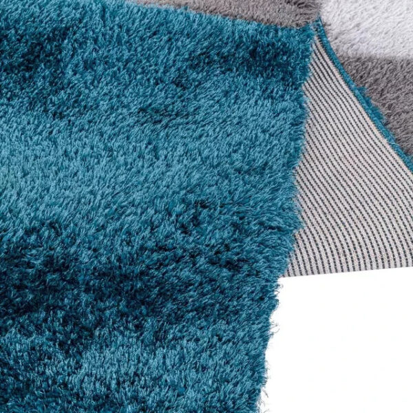 Emerald Zonic Patchwork Shaggy Rug detail view 3 Rugstars UK