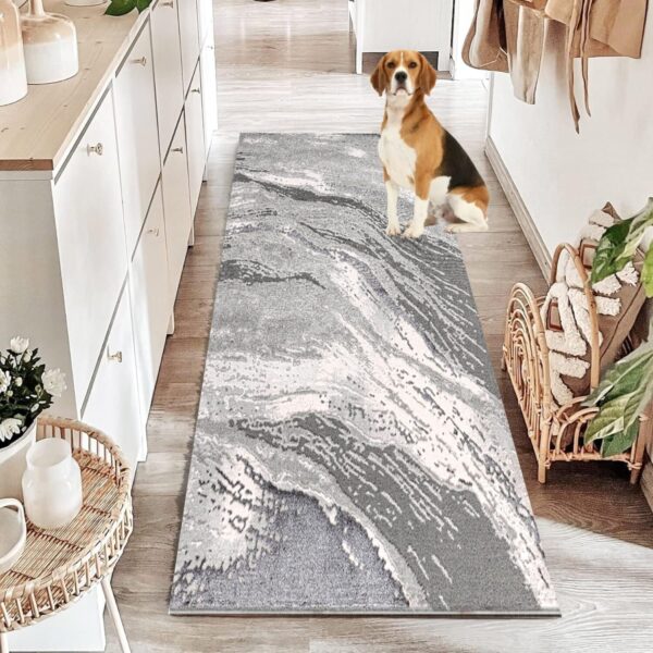 Grey Jeze Modern Distressed Rug detail view 1 Rugstars UK