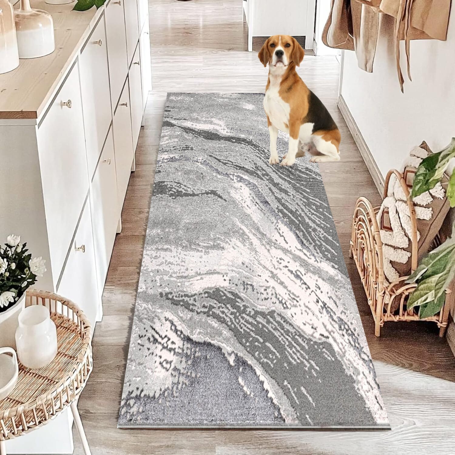 Grey Jeze Modern Distressed Rug detail view 1 Rugstars UK