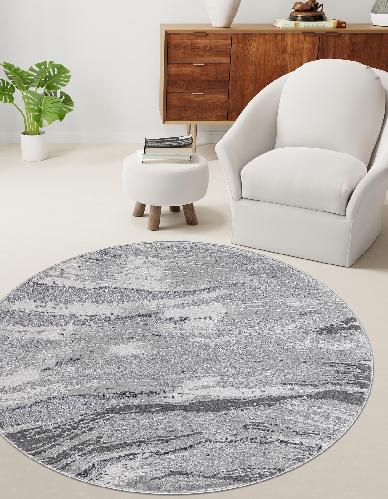 Grey Jeze Modern Distressed Rug detail view 3 Rugstars UK