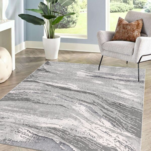 Grey Jeze Modern Distressed Rug detail view 4 Rugstars UK