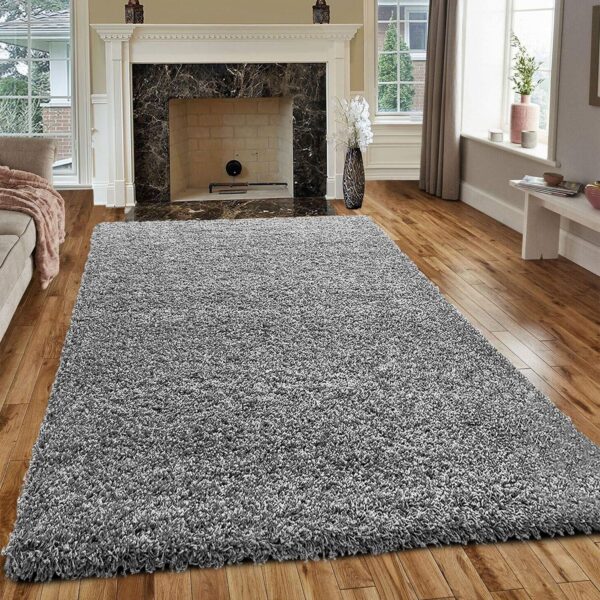 Light Grey Verona Thick Shaggy Rug in a living room Rugstars UK
