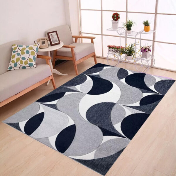Navy Kenzo Geometric Area Rug detail view 2 Rugstars UK
