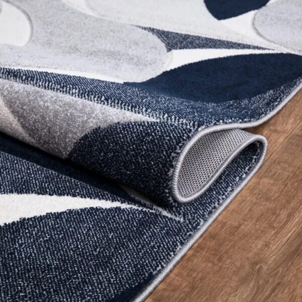 Navy Kenzo Geometric Area Rug detail view 4 Rugstars UK