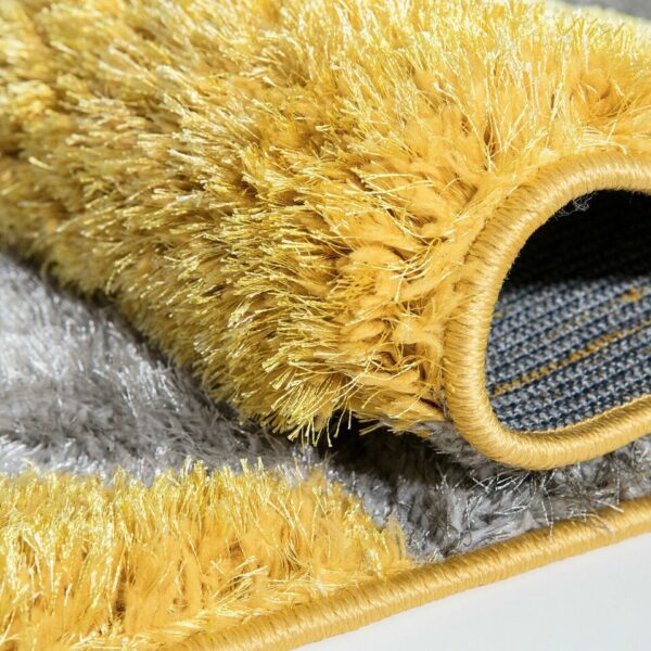 Ochre Grey Pona Pebble Shaggy Rug detail view 1 Rugstars UK