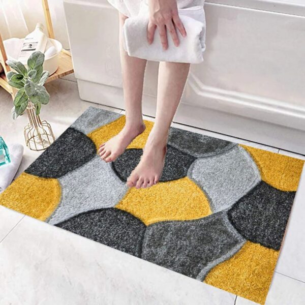 Ochre Grey Pona Pebble Shaggy Rug detail view 2 Rugstars UK