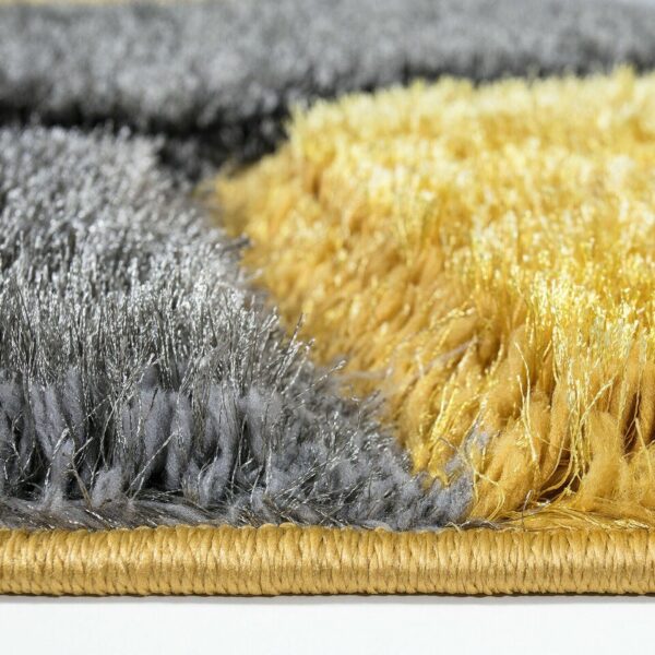 Ochre Grey Pona Pebble Shaggy Rug detail view 4 Rugstars UK