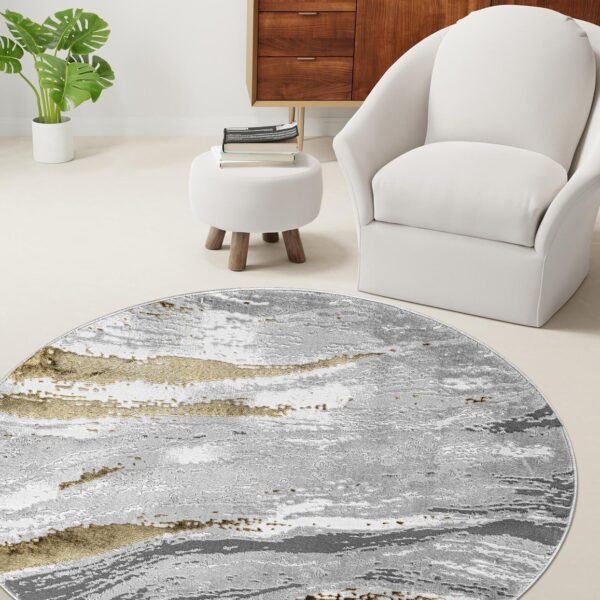 Ochre Jeze Modern Distressed Rug detail view 3 Rugstars UK