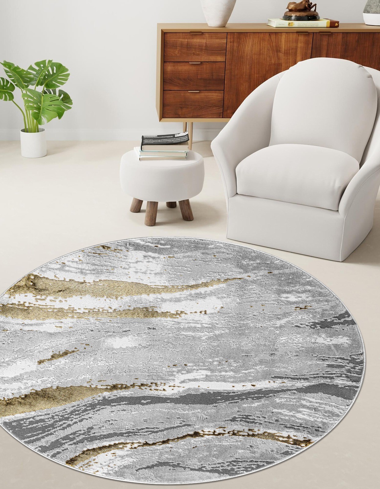Ochre Jeze Modern Distressed Rug detail view 3 Rugstars UK