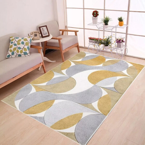 Ochre Kenzo Geometric Area Rug detail view 2 Rugstars UK