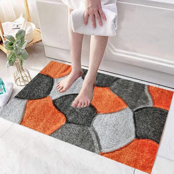 Orange Grey Pona Pebble Shaggy Rug detail view 1 Rugstars UK