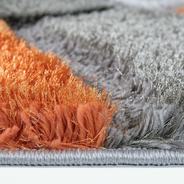 Orange Grey Pona Pebble Shaggy Rug detail view 3 Rugstars UK